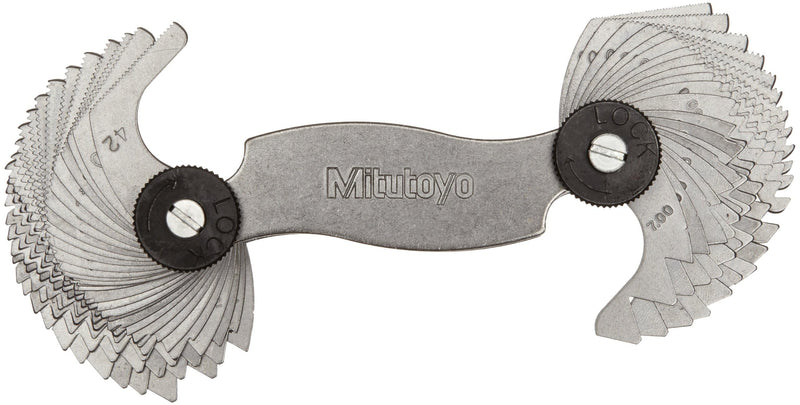 Mitutoyo 188-151, Screw Pitch Gage, 4 - 42 TPI and 0.4 - 7mm, 51 Leaves, Inch/Metric Black | 4-42 TPI, 0.4-7mm
