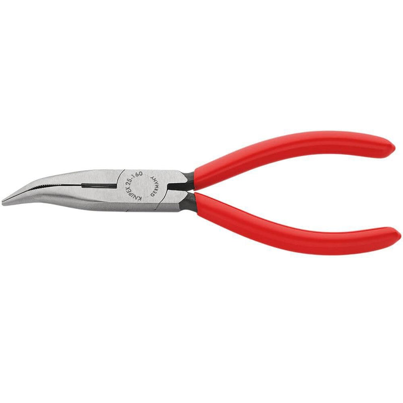 KNIPEX Tools - Long Nose Pliers With Cutter, 40 Degree Angled (2521160), 6-1/4 inches