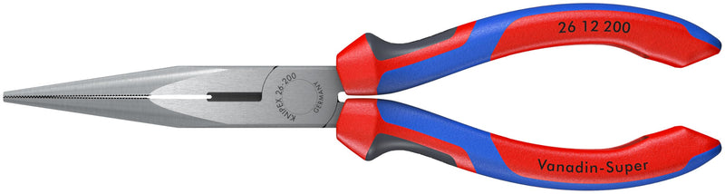 KNIPEX Tools - Long Nose Pliers With Cutter, Multi-Component (2612200), Multi-Colour, 8 inches Comfort Grip