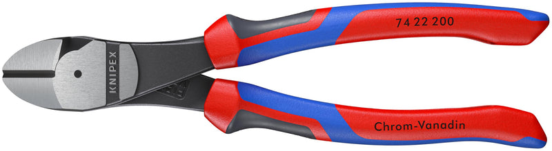 KNIPEX Tools - High Leverage Angled Diagonal Cutters, 12 Degree Angled, Multi-Component (7422200SBA), 8 inches
