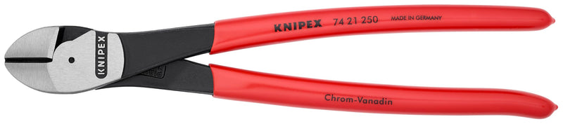 KNIPEX Tools - High Leverage Diagonal Cutters, 12 Degree Angled (7421250SBA), Red, 10 inches | side-cutting-pliers