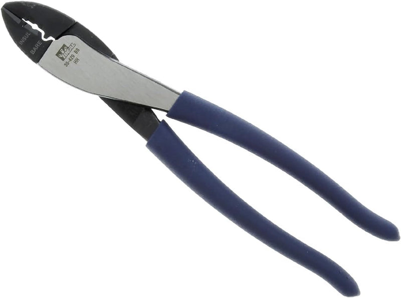 IDEAL Electrical 30-429 Multi-Crimp Tool - 9.75 in., High Leverage Pivot Wire Crimper with Knife-To-Anvil Blades, Dipped PVC Grips Standard Grip