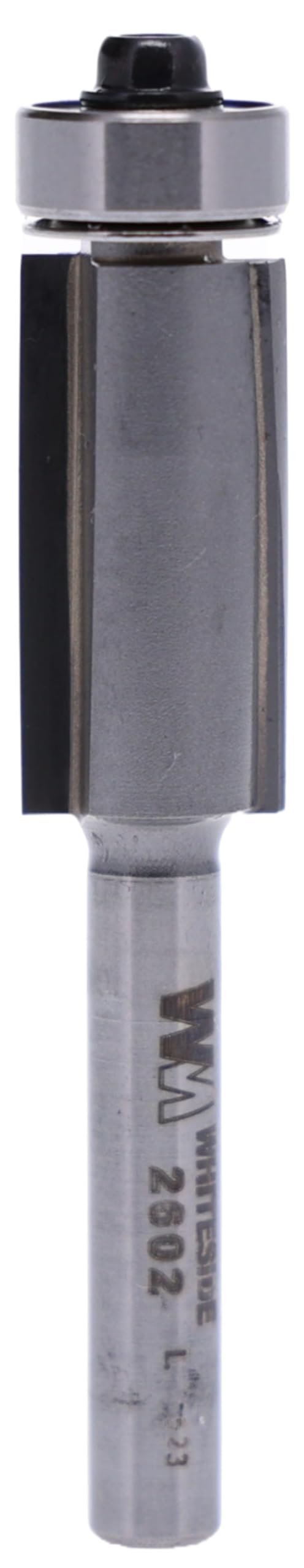 Whiteside 2602 Two Flute Downshear Flush Trim Router Bit: 1/2 Inch Cutting Diameter, 1 Inch Cutting Length, 1/4 Inch Shank, 2-5/8 Inch Overall Length, B3 Bearing