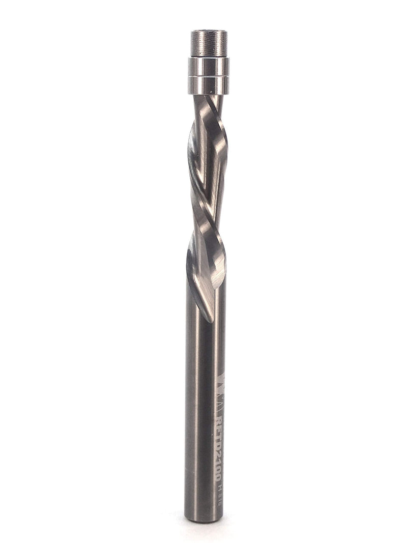 Whiteside RFTD2100 Spiral Downcut Flush Trim Router Bit: 1/4 Inch Cutting Diameter, 1/4 Inch Shank, 1 Inch Cutting Length, Double Bearing Guide