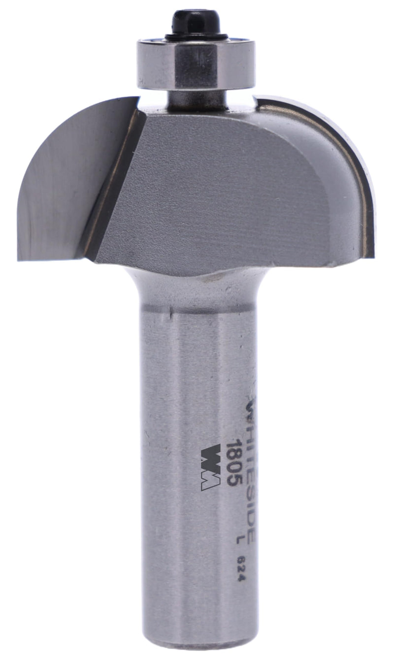 Whiteside 1805 Cove Router Bit: 1/2 Inch Radius, 1-1/2 Inch Large Diameter, 1/2 Inch Shank, 5/8 Inch Cutting Length, B3 Bearing