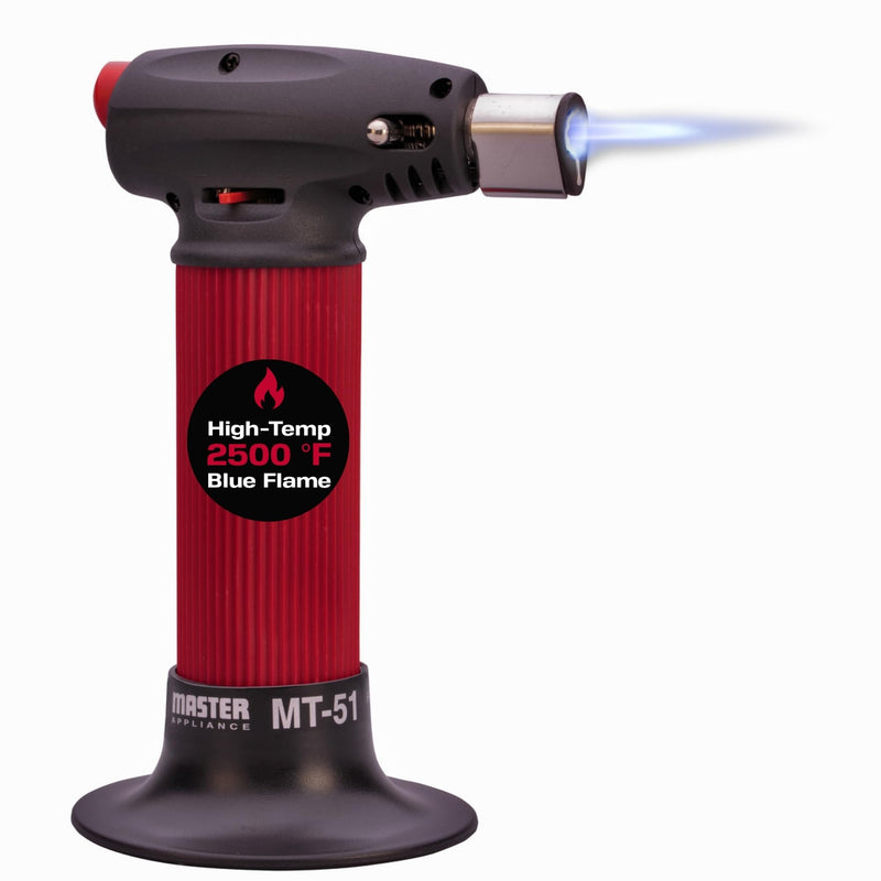 Master Appliance MT-51 Professional Butane Torch Lighter, Hand Held Torch Lighter, Adjustable Flame Mini Blow Torch, Refillable with Butane Fuel for Soldering, Electrical Connectors, Kitchen, Cooking Plastic Tank