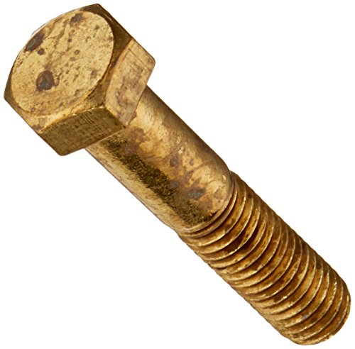 Small Parts Brass Hex Bolt, Plain Finish, Hex Head, External Hex Drive, Meets ASME B18.2.1, 3-1/2" Length, Partially Threaded, 3/8"-16 UNC Threads (Pack of 5) #10-12 3 1/2 Inches