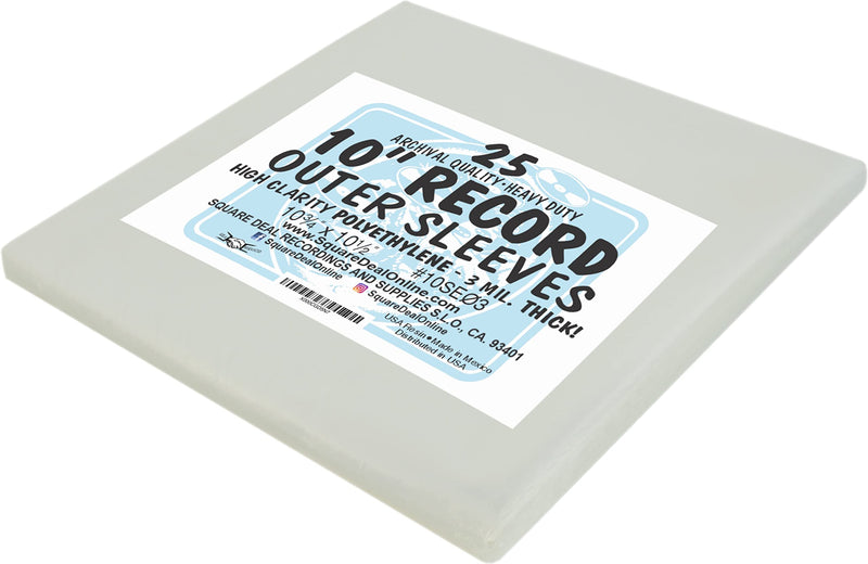 25 Plastic Outer Sleeves for 10" Vinyl Records #10SE03 - High Clarity - Protect The Record Jacket & Protect Against Dust! 3 MIL Thick! (Albums/Outersleeves)