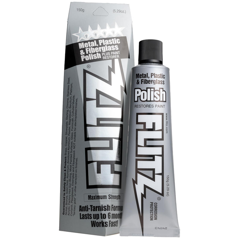 Flitz Metal Polish and Cleaner Paste, Also Works on Plastic, Fiberglass, Aluminum, Jewelry, Sterling Silver - Headlight Restoration and Rust Remover - Made in USA - 5.29 oz 5.29 Ounce (Pack of 1)