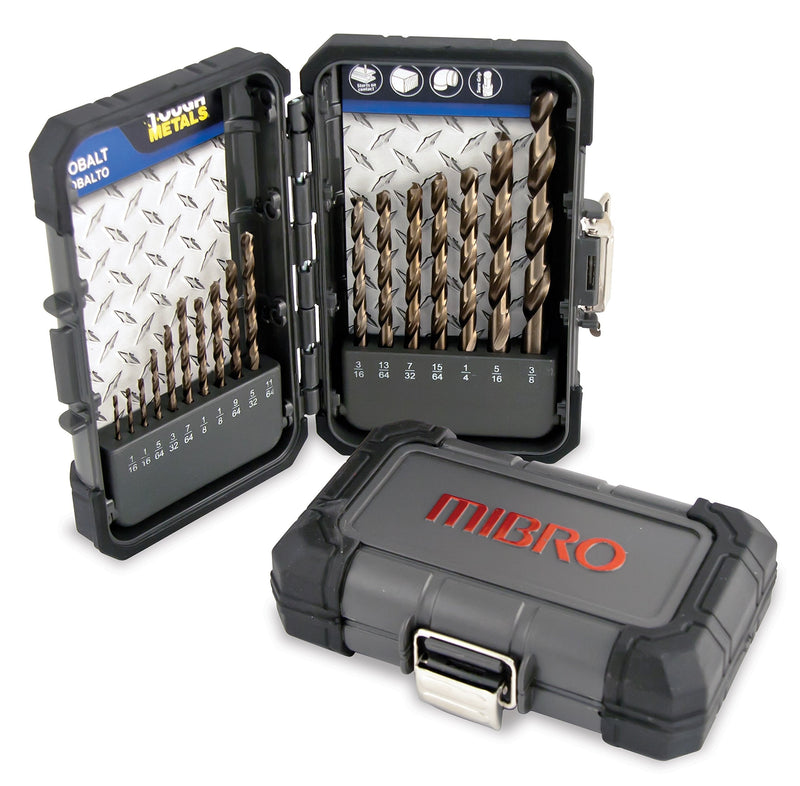 MIBRO 492470 Cobalt Metal Master Drill Bit Set, 1/6in. to 3/8in., 17 Pieces