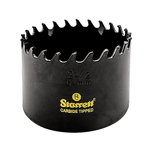 Starrett Carbide Tipped Hole Saw, 3 TPI, 2-1/2" Dia, 1-5/8" Cutting Depth 2-1/2"