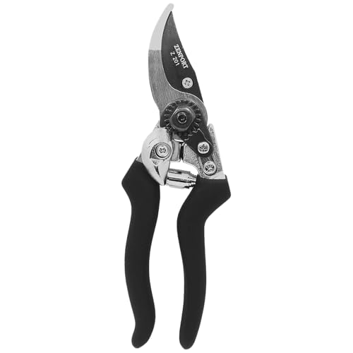 Zenport Z201 Heavy Duty Pruner, Bypass Euro, Black Handles, Steel, 8-Inch 1