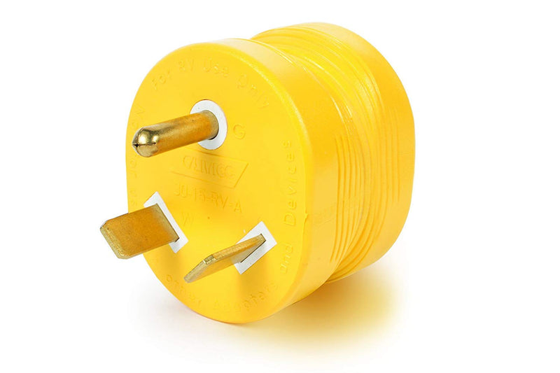 Camco PowerGrip 30AM/15AF Camper/RV Electrical Adapter | Features 30-Amp Male & 15-Amp Female Connections | Designed w/Non-Slip Grooves & Contoured Ends for Easy Removal | Rated for 125V/1875W (55233) EA