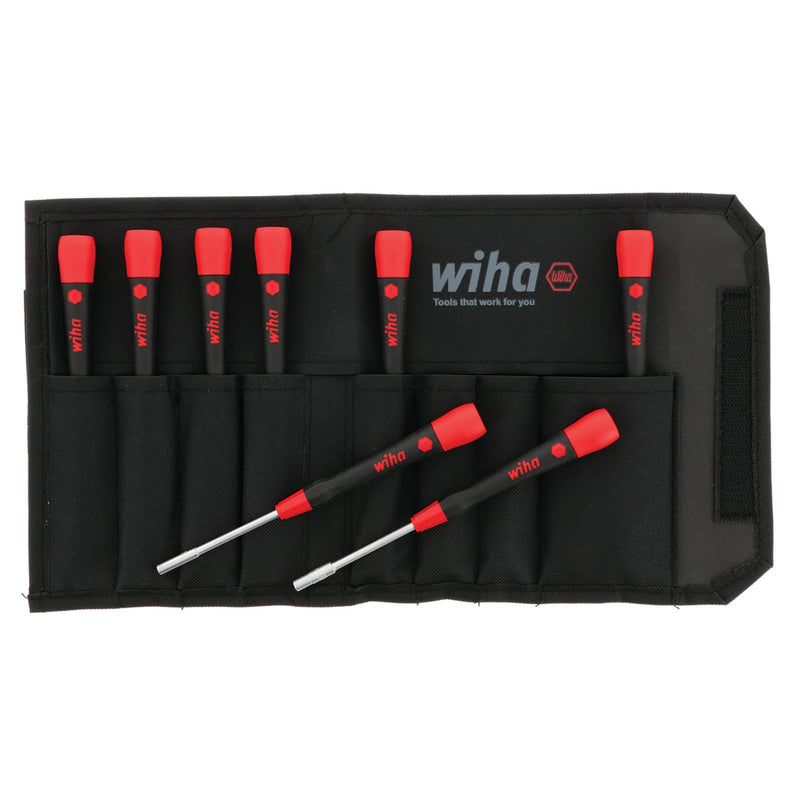 Wiha 26593 Nut Driver Set, Inch with Precision Soft PicoFinish Handle in Pouch, 8 Piece