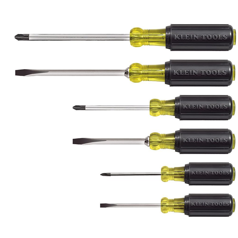 Klein Tools 85074 6-Piece Screwdriver Set, Made in USA, Includes 3 All-Purpose Flathead, 3 Phillips, Cushion-Grip Comfort, Precision Machined Screwdrivers