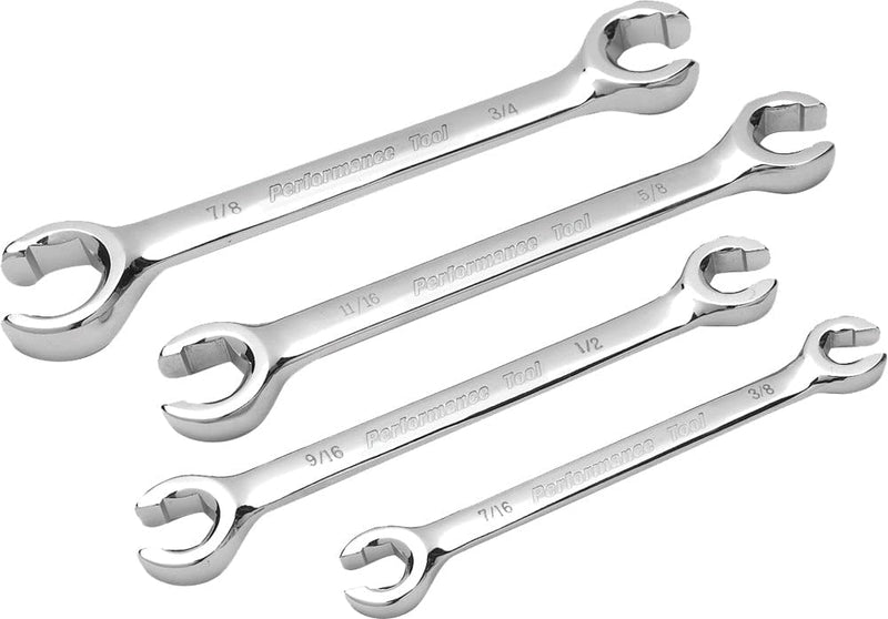Performance Tool W30430 SAE Flare Nut Wrench, 4-Piece 4pc SAE Flare Nut Wrench Set