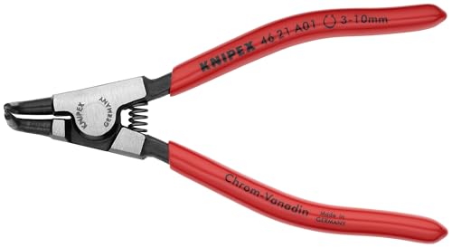 KNIPEX Tools - Circlip Pliers, External, 90 Degree Angled, Forged Tip, 1/8"-25/64" Shaft Dia. (4621A01), 5.00, Black 5-Inch Classic