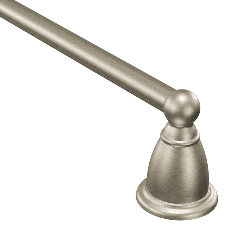 Moen Brantford Brushed Nickel 24-Inch Single Bathroom Towel Bar, Traditional Wall Mounted Towel Hanger, YB2224BN 24 Inch 24" Towel Bar