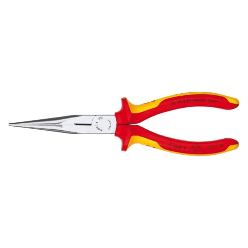 KNIPEX Tools - Long Nose Pliers With Cutter, 1000V Insulated (2618200SBA),Yellow
