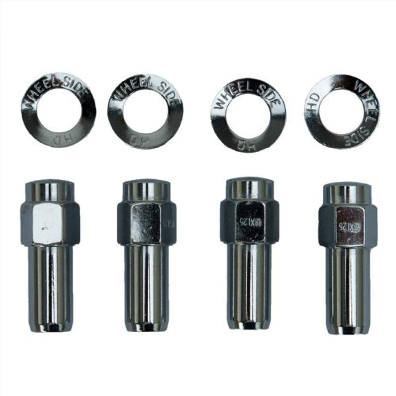 Weld Racing Lug Nut, 7/16-20 in Right Hand Thread, 13/16 in Hex Head, Shank Seat, Closed End, Washers Included, Steel, Chrome, Set of 4