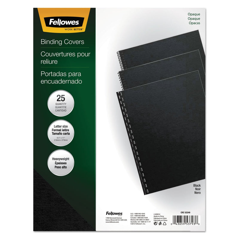 Fellowes Futura Presentation Cover, Letter Size, Black, 25 per Pack (5224901) 25 Pack