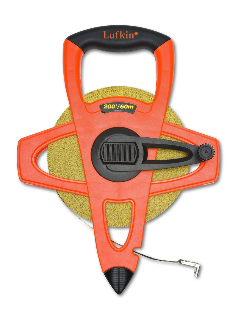 Crescent Lufkin 1/2" x 60m/200' Hi-Viz® Orange Fiberglass SAE/Metric Dual Sided Tape Measure - FM060CME