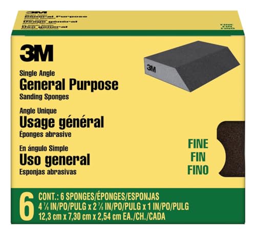3M Angled Sanding Sponges, 6 Pack, Fine Grit Fine, Angled