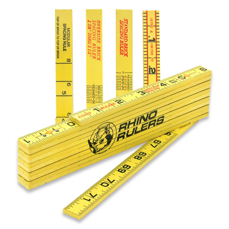 MARSHALLTOWN Rhino Rulers, Oversized Brick Spacing, Accurate Measurements, Easy-to-Close Folding Joint Design, Masonry Ruler, Weather Resistant, 6647 Oversized Brick Yellow