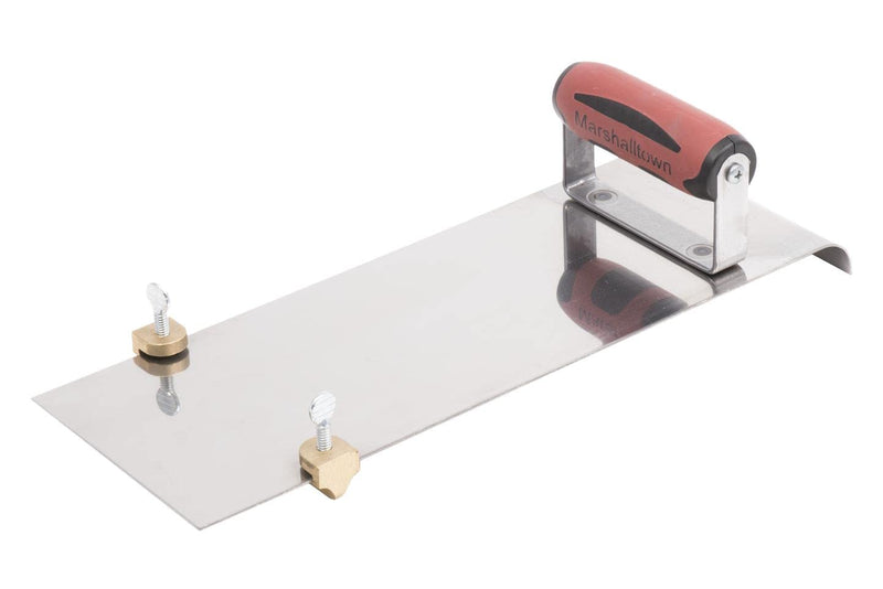 MARSHALLTOWN Stainless Steel Hand Edger with Adjustable Groover, Concrete, Curved, 14 Inch by 5 Inch, 1/2 Inch Edger Radius, 1/2 Inch Bit Depth, DuraSoft Handle, Assembled in USA, 3489D 1/2 in Groove x 1/2 in Radius