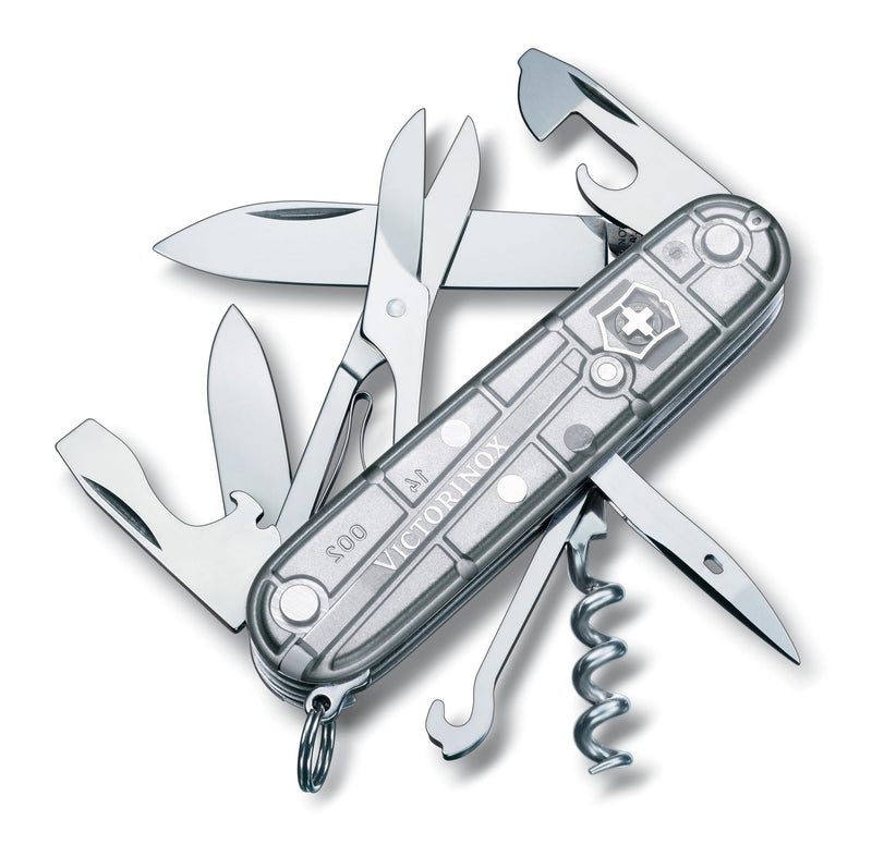 Victorinox Climber Swiss Army Knife, 14-Function Pocket Knife, Silver | Swiss-made pocket knife, durable construction, multifunction tool, camping and everyday use Silver Tech