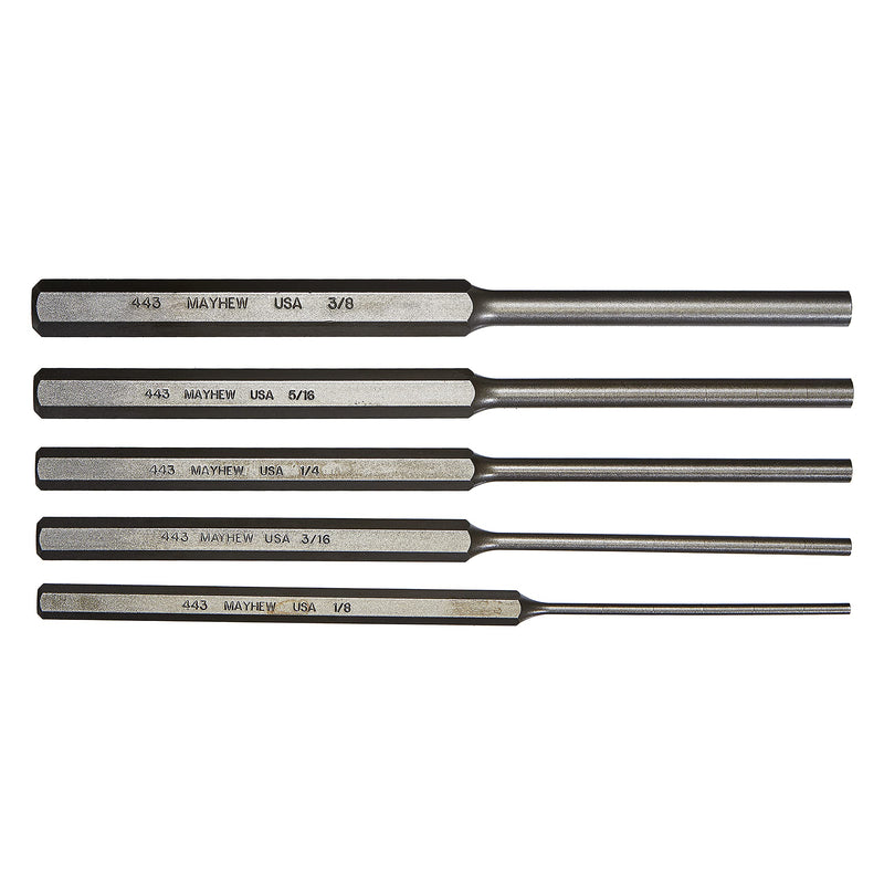 Mayhew Select 76065 446-K Long Pin Punch Kit, 5-Piece