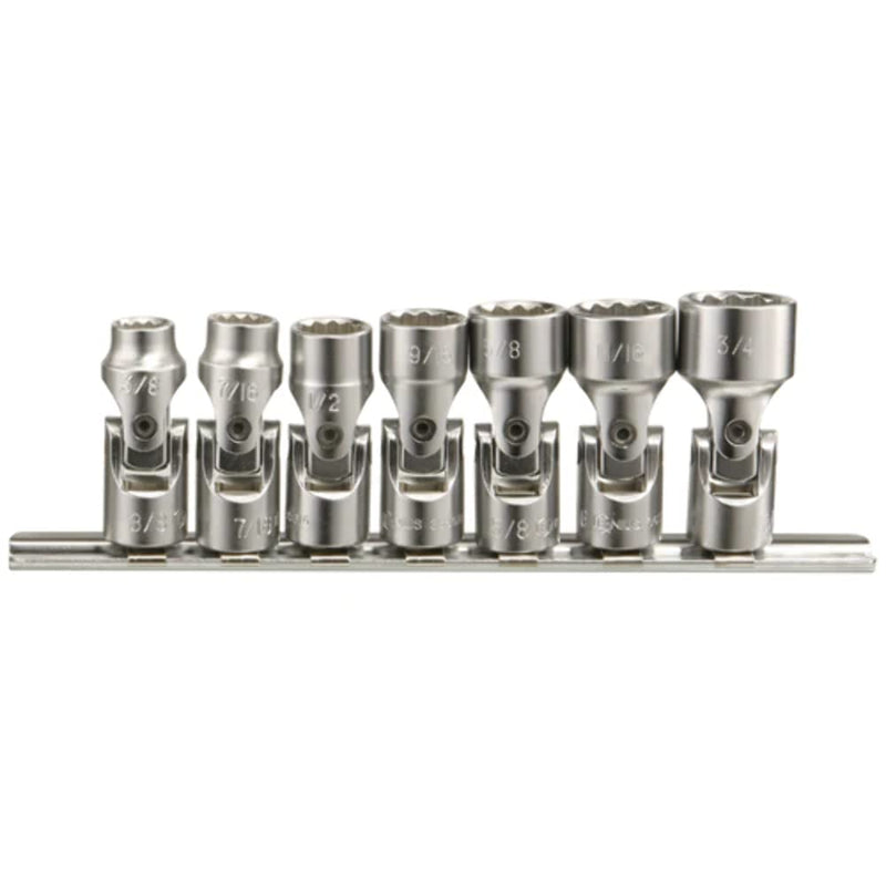 Genius Tools 7 Piece 3/8" Dr. SAE Universal Hand Socket Set (12-Point) US-307S
