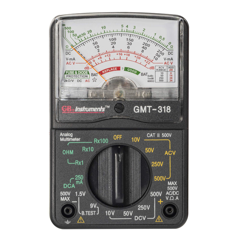 Gardner Bender GMT-318 Analog Multimeter, 6 Function, 14 Range, AC / DC Volt, 500V