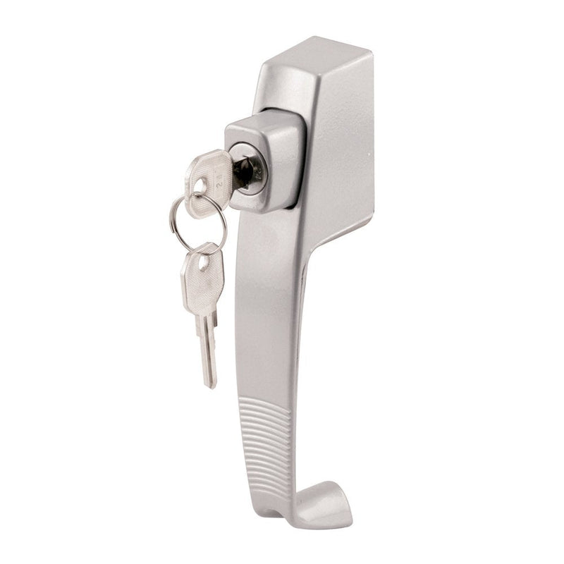 Prime-Line K 5089 Keyed Lock Aluminum Push Button Screen or Storm Door Latch with Tie Down and Key (Single Pack)