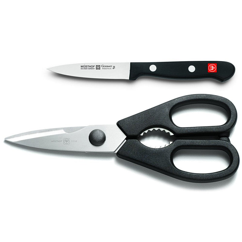 WÜSTHOF Gourmet 3" Paring Knife and Shears Set,Silver/ Black