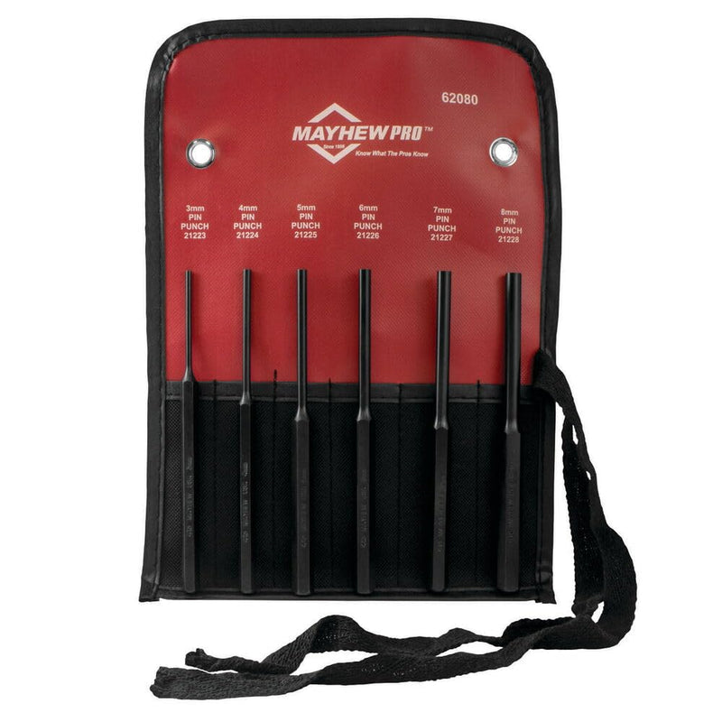 Mayhew Pro 62080 Metric Pin Punch Kit, 6-Piece