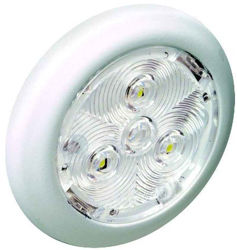 Attwood LED Round Interior and Exterior Light White Plastic Bezel