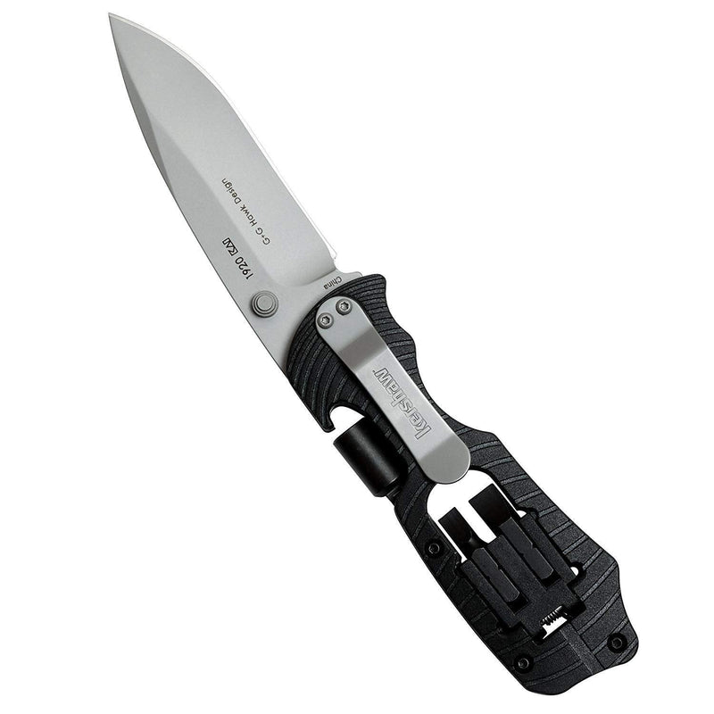 Kershaw Select Fire Multi-Function Pocket Knife, 4-piece Bit Set and Driver, 3.4" 8Cr13MoV Steel Blade, Manual Washer Folding EDC Pocketknife