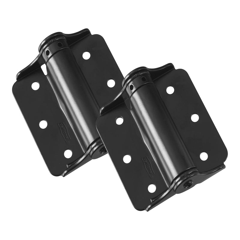 National Hardware N114-975 Adjustable Spring Hinge 2-Pack 3 in Black Heavy Duty Self Closing Door Hinges for Interior Exterior Surface Mount No Mortise Required
