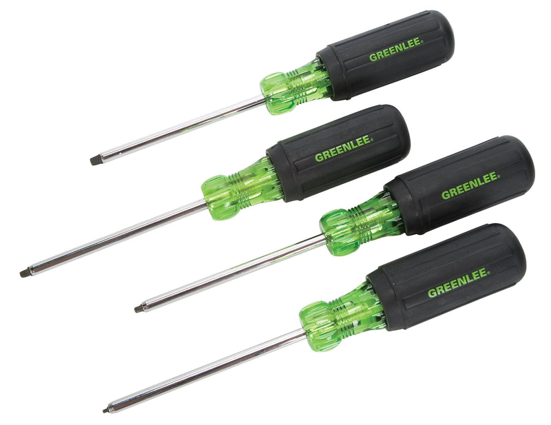 Greenlee 0353-01C Screwdriver Set, Square-Recess Tip, 4 Piece 4-Piece Screwdriver Set