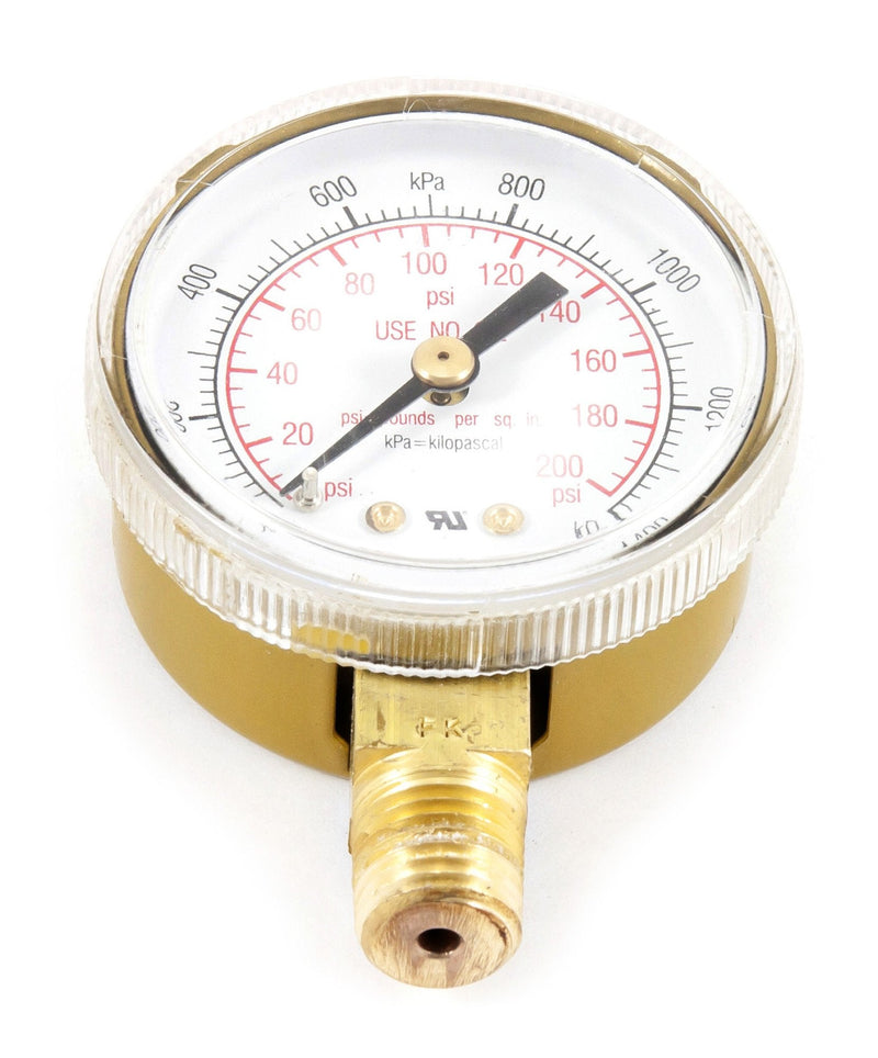 Forney 87729 Oxygen Gauge, Low Pressure, 2-Inch-by-1/4-Inch NPT, 0-200 PSI No Size
