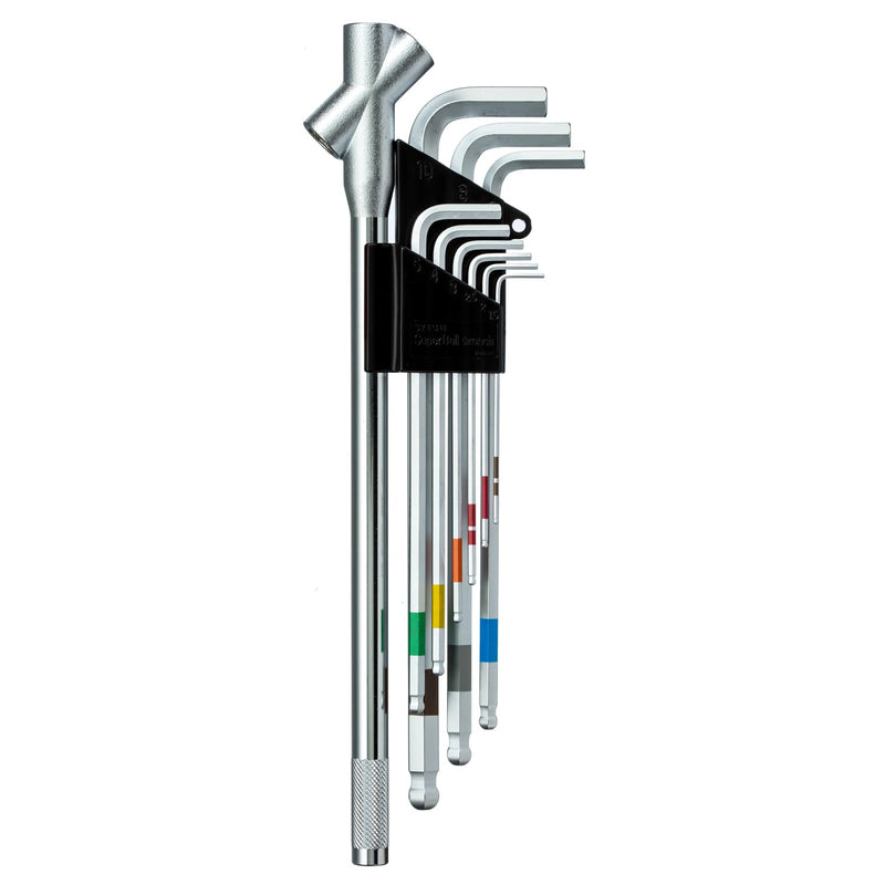 Wise SBL-1000 Ball Point Hex Key Wrench Set of 9 (Long Handle Included) Made in Japan/Can Be Tightened Set of 9 with handles