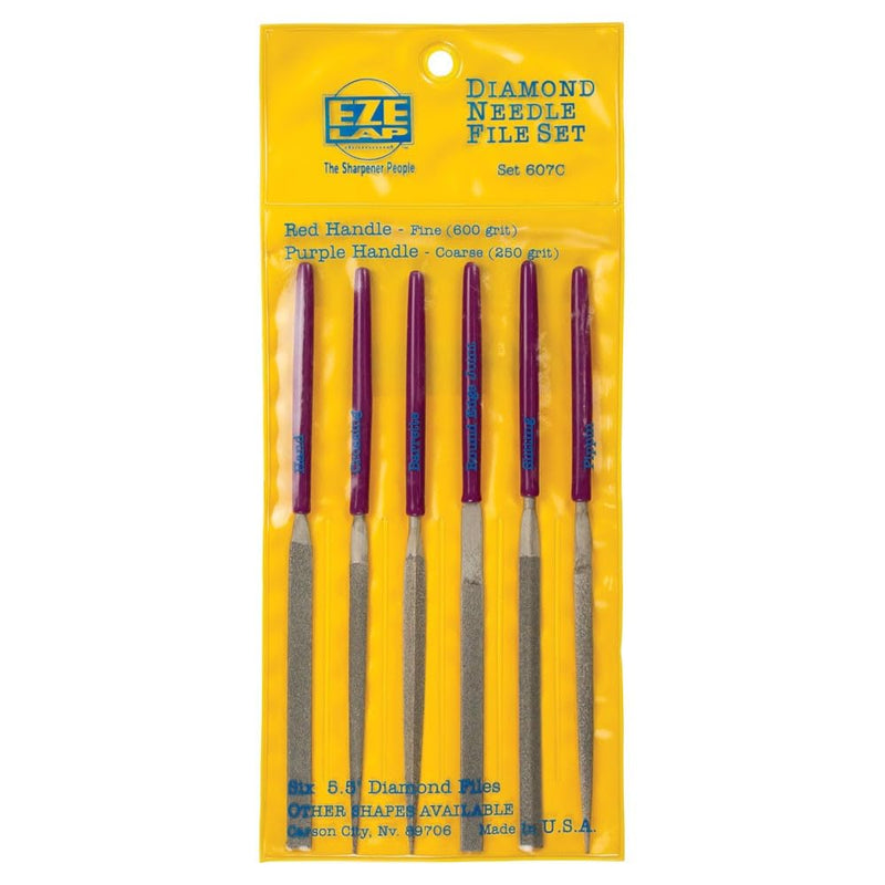 EZE-LAP Coarse Grit Diamond Needle File Set - Sharpening Tools - 6 Piece Set - Made in USA