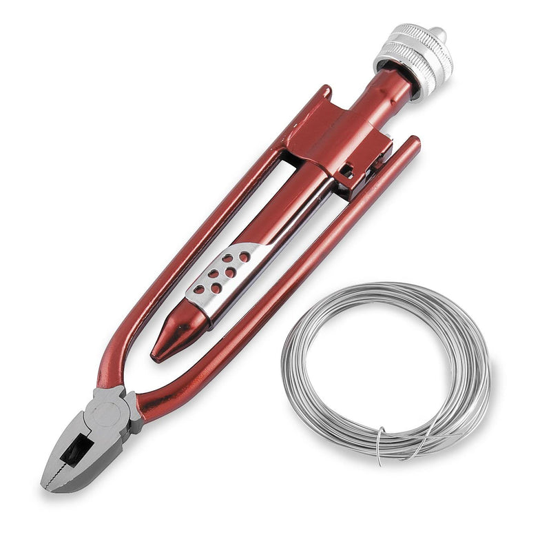 BikeMaster Safety Wire Pliers with Wire 7 inch Pliers with 25 foot Wire Red