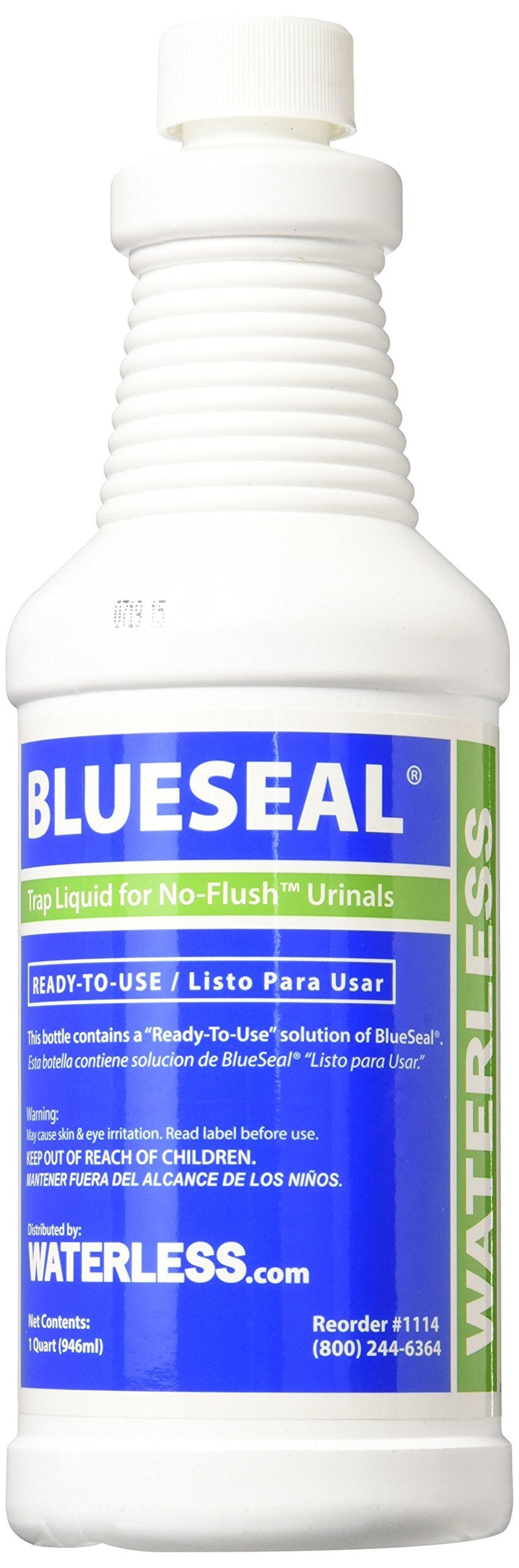 Waterless BlueSeal® Urinal Trap Seal Liquid 1 Quart — Odor Barrier for All Liquid Trap Waterless Urinals, Biodegradable, Ready to Use, 10 Refills, Model 1114