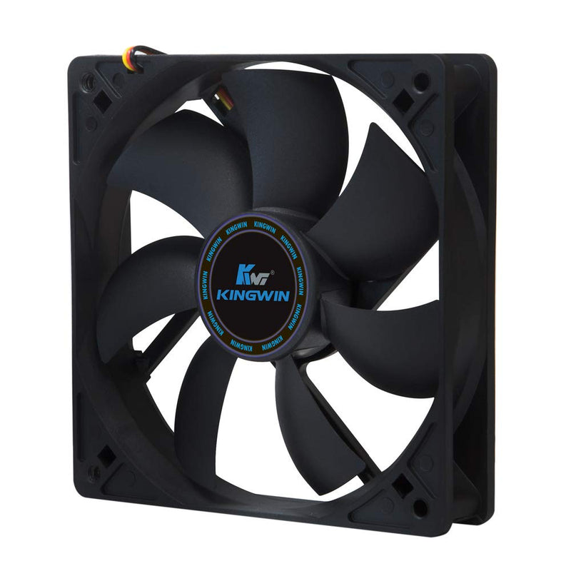 Kingwin 120mm Silent Fan for PC Cases, CPU Coolers, Mining Rigs – Quiet Computer Cooling Fan with Long Life Sleeve Bearing, High Airflow Ventilation – Black CF-012LB 120 mm (Pack of 1)
