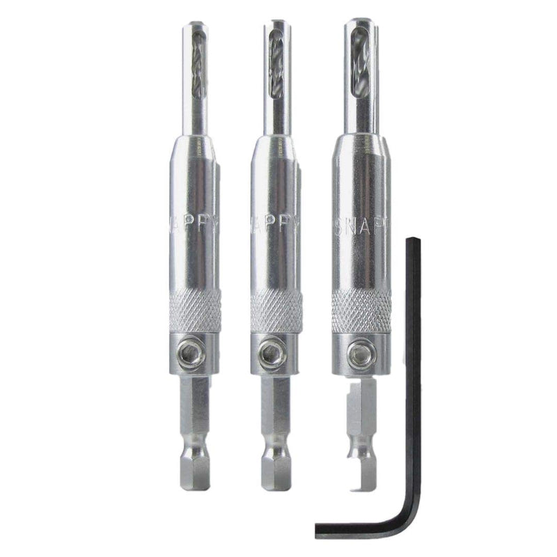 Snappy 3pc Self Centering Hinge Drill Bit Set Made in USA