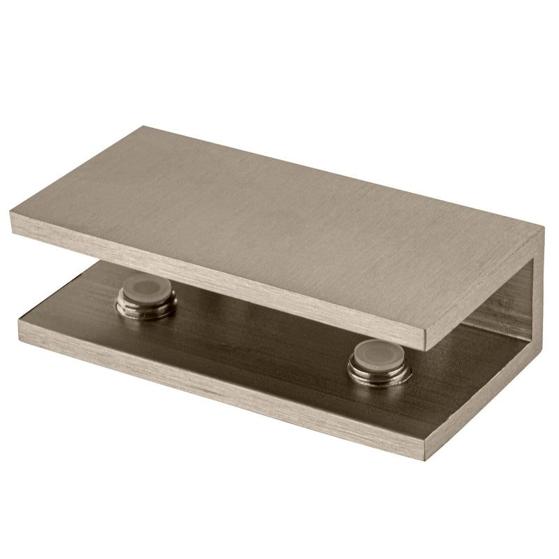 CRL Brushed Nickel No-Drill Fixed Panel Glass Clamp for 3/8" or 5/16" Glass