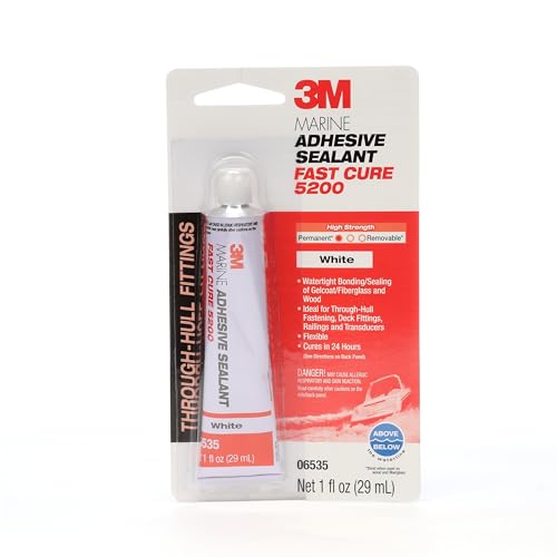 3M Marine Adhesive Sealant 5200FC, Fast Cure, White, 1 oz Tube 1 fl oz Tube