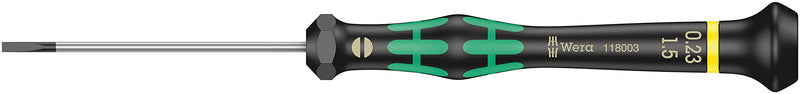 Wera 05118003001 Kraftform Micro 2035 Slotted Electronics Precision Screwdriver, 1.5mm Head, 60mm Blade Length Slotted 1.5mm Head, 60mm Blade